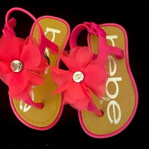 Bebe baby girl infant Santa pink in color.